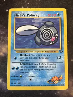 Misty's Poliwag 89/132 Gym Challenge Unlimited Vintage WotC Pokemon Card MP - Image 1