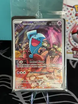 Team Rockets Wobbuffet Black Star Promo SVP203 Pokemon Card Destined Rivals S&V - Image 1