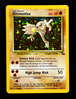 1999 Pokemon HITMONLEE Fossil Set HOLO RARE Unlimited Edition Card 7/62 WotC EX - Image 1