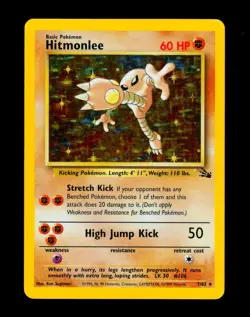 1999 Pokemon HITMONLEE Fossil Set HOLO RARE Unlimited Edition Card 7/62 WotC EX - Image 2