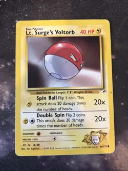 Lt. Surge's Voltorb 84/132 Gym Heroes Pokemon Card Vintage WOTC Common - MP - Image 1