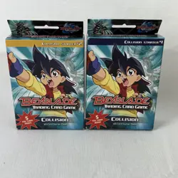 2003 Beyblade Trading Card Game Collision Starter Deck #1 And 2 Cards 5 Foil New - Image 1