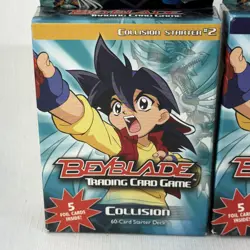 2003 Beyblade Trading Card Game Collision Starter Deck #1 And 2 Cards 5 Foil New - Image 3