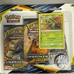 POKEMON SUN & MOON UNBROKEN BONDS 3 PACK W/ SCEPTILE 10a/168 SEALED BLISTER A - Image 1
