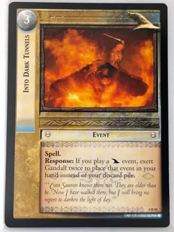 LORD OF THE RINGS TCG TWO TOWERS RARE CARD 4R95 INTO DARK TUNNELS lp - Image 1