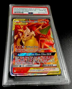 2019 Pokemon SM Cosmic Eclipse Charizard Braixen GX #22 Full Art Holo PSA 10 - Image 3
