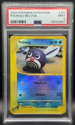 Pokemon TCG PSA 9 Poliwag Reverse Holo Expedition 125/165 *LOW POP* - Image 1