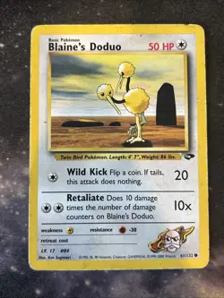 Blaine's Doduo 61/132 Common Pokemon Gym Challenge Unlimited WOTC MP 2000 - Image 1