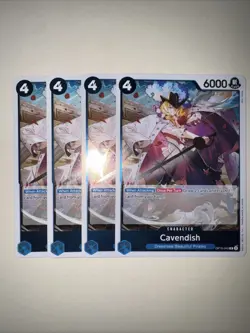 OP10-045 Cavendish X4 Playset Rare English One Piece TCG Card CCG - Image 1