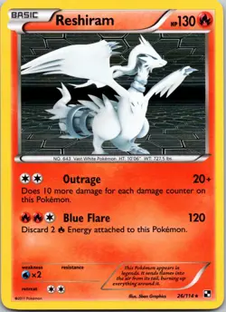 Reshiram 26/114 Black & White Holo NM Pokemon Card TCG - Image 1