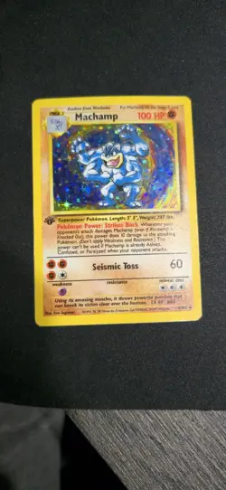 Pokemon TCG Machamp Holo 1st Edition Unlimited Rare Card Base Set 8/102 - Image 1
