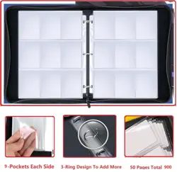 Trading Card Binder with 900 Pockets, Zipper Closure, Card Collection Album w... - Image 5