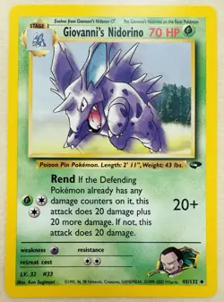 Giovanni's Nidorino 45/132 - Gym Challenge WoTC Non Holo Pokemon Card [LP++/NM] - Image 1