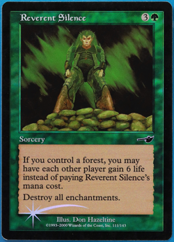 Reverent Silence FOIL Nemesis PLD Green Common MAGIC CARD (ID# 498060) ABUGames - Image 1