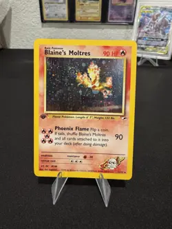 BLAINE'S MOLTRES 1/132 Gym Heroes 1st EDITION HOLO rare Pokemon TCG card READ - Image 1