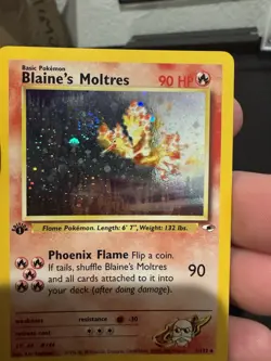 BLAINE'S MOLTRES 1/132 Gym Heroes 1st EDITION HOLO rare Pokemon TCG card READ - Image 2