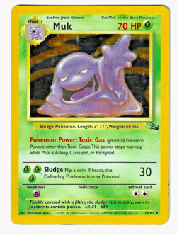 Muk LP Holo Rare Vintage 1999 WotC 13/62 Fossil Set Pokemon Card Lightly Played - Image 1