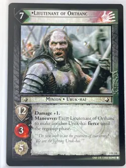 LORD OF THE RINGS TCG TWO TOWERS RARE CARD 4R158 LIEUTENANT OF ORTHANC lp - Image 1