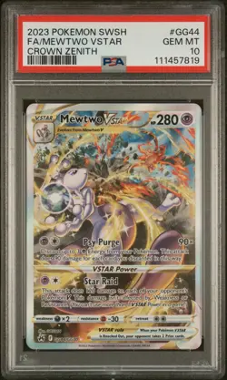 2023 Pokemon SWSH Crown Zenith Mewtwo VSTAR Full Art #GG44 PSA 10 - Image 1