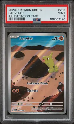 Larvitar PSA9 2023 Pokemon Obf En-Obsidian Flames Illustration Rare #203 - Image 1