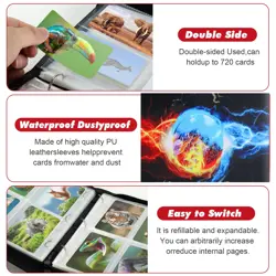 Trading Card Binder, 4 Pockets 400 Card Holder Collector Album with 50 Remova... - Image 4