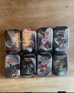 Pokemon Black Bolt & White Flare Full Art Set of Unova Mini Tin Sealed (8 Tins) - Image 1