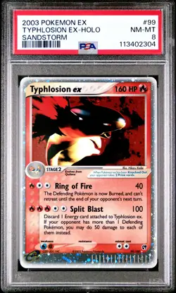 2003 POKEMON EX SANDSTORM #99 TYPHLOSION EX-HOLO PSA 8 - Image 1