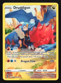 Pokemon Druddigon TG09 Silver Tempest Trainer Gallery Ultra Rare Holo LP - Image 1