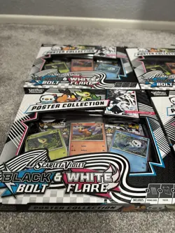 4x Pokemon Scarlet Violet SV10.5 Black Bolt White Flare Poster Collection Box - Image 2