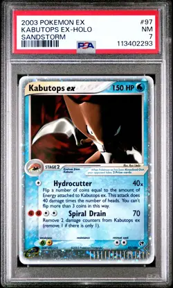 2003 POKEMON EX SANDSTORM #97 KABUTOPS EX-HOLO PSA 7 - Image 1