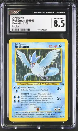 CGC 8.5 Articuno 1999 Fossil 2/62 Holo Pokemon Card psa - Image 1