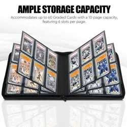 Graded Card Binder for 60 PSA Slabs 6 Slot Card Storage Booklet for CGC/PCG New - Image 3