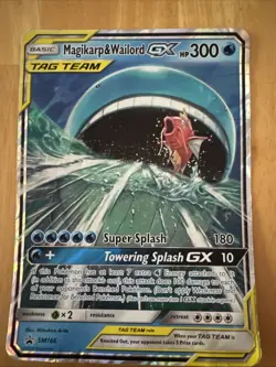 Magikarp & Wailord GX SM166 Jumbo Holo Card Heavily Played With - Image 1
