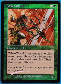 Wood Elves FOIL 7th Edition PLD Green Common MAGIC CARD (ID# 498268) ABUGames - Image 1