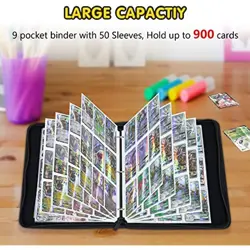 Gabcchi 9-Pocket Trading Card Binder with 50 Removable Sleeves, Durable Polyp... 658358644898 - Image 3