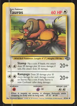 Pokemon TCG Jungle #47/64 Tauros LP - Image 1