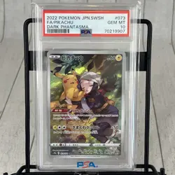 2022 POKEMON JPN SWORD & SHIELD DARK PHANTASMA #073 FULL ART/PIKACHU PSA 10 - Image 1