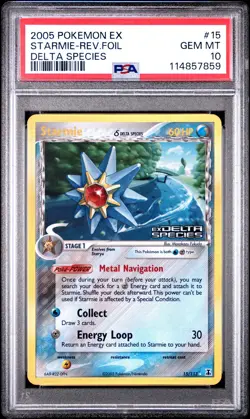 POKEMON EX DELTA SPECIES STARMIE #15 REVERSE PSA 10 GEM MINT #114857859 POP 37 - Image 1