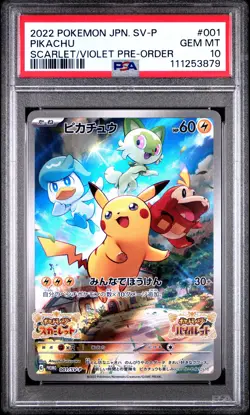 2022 POKEMON JPN SV PROMO SCARLET & VIOLET PRE-ORDER #001 PIKACHU PSA 10 - Image 1