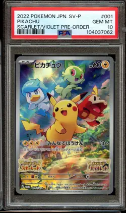 2022 POKEMON JPN SV PROMO SCARLET & VIOLET PRE-ORDER #001 PIKACHU PSA 10 - Image 1