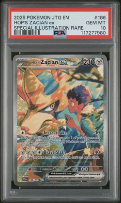 2025 Pokemon #186/159 Hop's Zacian ex Special Illustration Rare PSA 10 - Image 1
