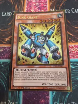 Yugioh Junk Giant PGL2-EN001 Gold Secret Rare 1st Edition Near Mint - Image 1