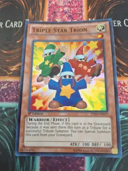 Yugioh Triple Star Trion ZTIN-EN019 Super Rare 1st Edition Near Mint - Image 1