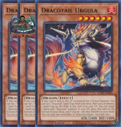 Yugioh! 3x Dracotail Urgula JUSH-EN004 Rare 1st Ed NM - Image 1