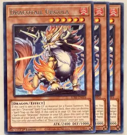 Yugioh! 3x Dracotail Urgula JUSH-EN004 Rare 1st Ed NM - Image 1