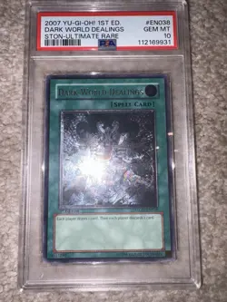 2007 YUGIOH 1ST ED STON-EN038 DARK WORLD DEALINGS ULTIMATE PSA 10 pop 6 wow - Image 3