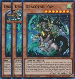 Yugioh! 3x Dracotail Pan JUSH-EN003 Super Rare 1st Ed NM - Image 1