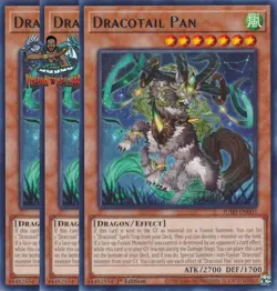 Yugioh! 3x Dracotail Pan JUSH-EN003 Rare 1st Ed NM - Image 1