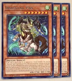 Yugioh! 3x Dracotail Pan JUSH-EN003 Rare 1st Ed NM - Image 1