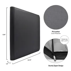 XGuard Premium 12 Pocket Trading Card Binder - PU Leather - 480 Side Loading ... - Image 3